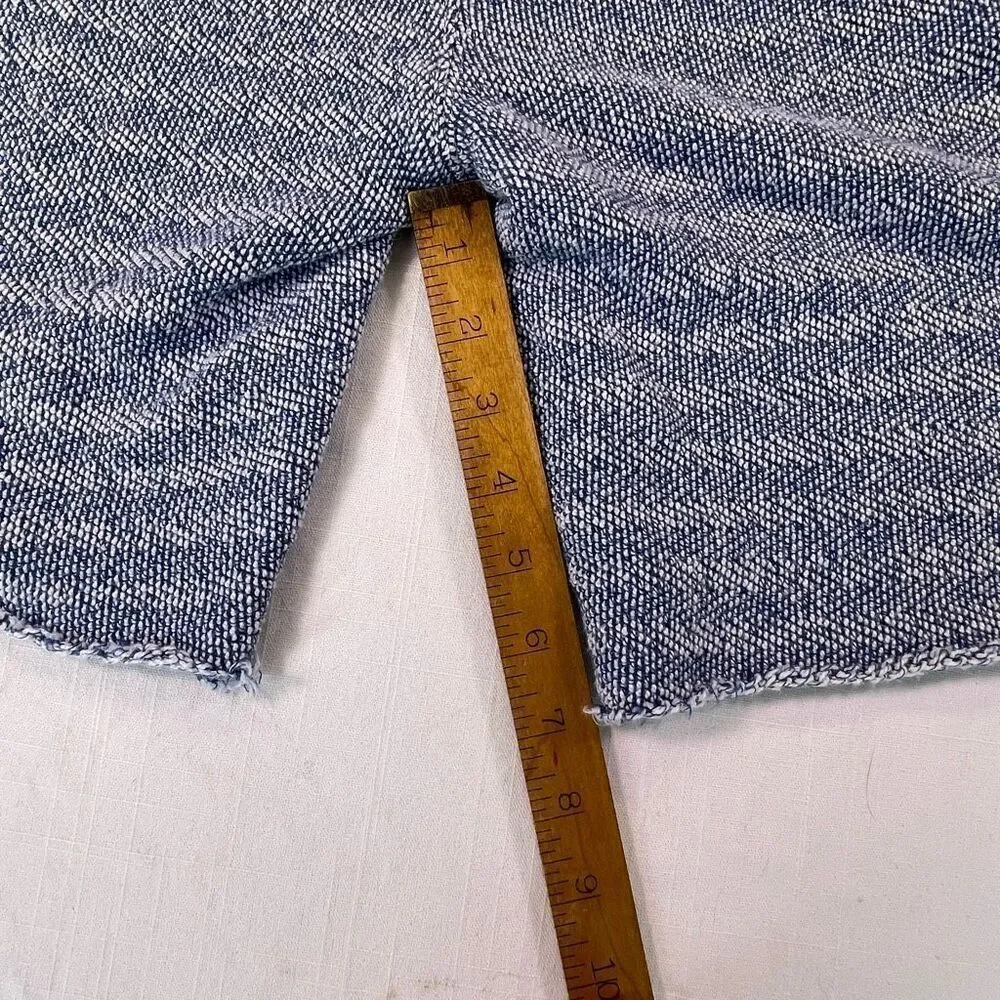 Faherty Blue Striped Knit Organic Cotton Drawstring Raw Hem Sweat Short Size XL